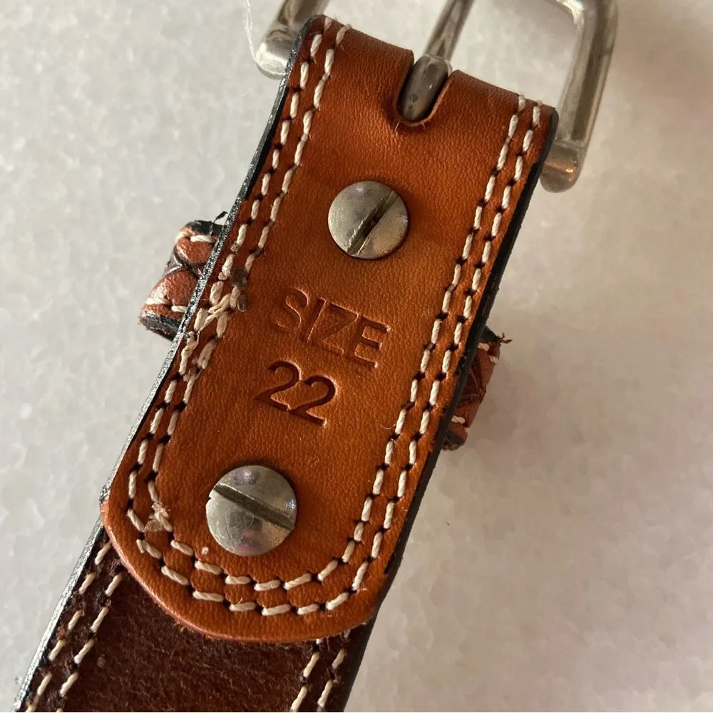 Ranger Belt Company Tooled Brown Leather Western Youth 22 Cowboy Rodeo